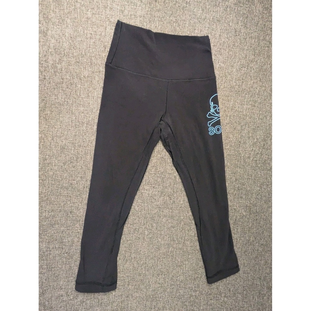 Lululemon x Soulcycle Leggings Womens  Black Cropped Soul Skull Logo Size 0